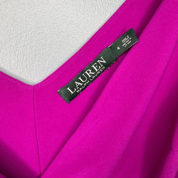 Lauren Ralph Lauren Magenta Ruched Cold Shoulder Sheath Dress | Size 4 - Picture 2 of 4